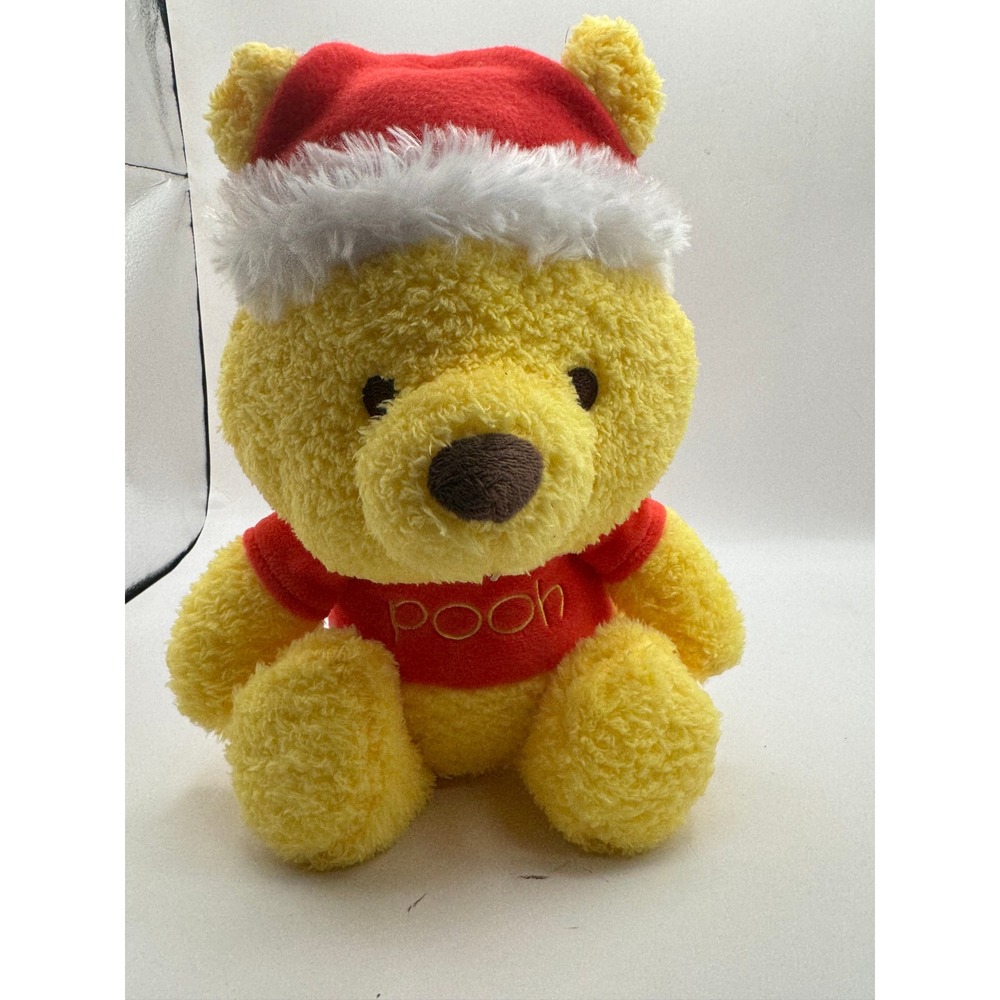 Disney Baby Winnie the Pooh Plush Kids 12" Yellow Christmas Santa Hat Holiday